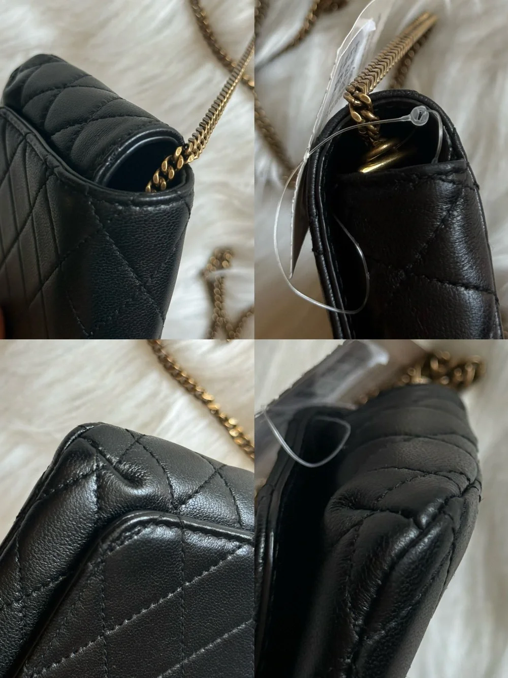 Yves Saint Laurent Black Quilted Leather Chain Wallet